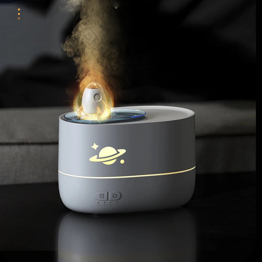 Difuzor de aromaterapie cu design cosmic și efect de flacără - Alb