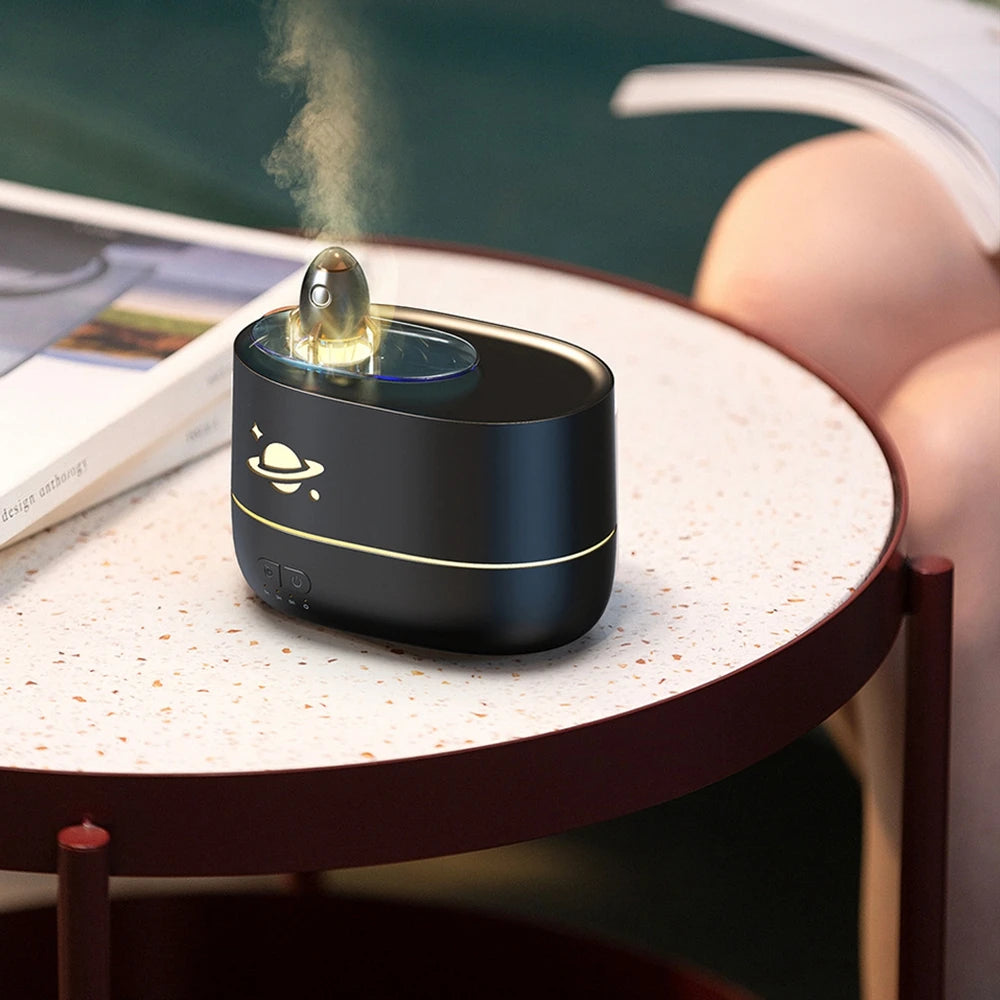 Difuzor de aromaterapie cu design cosmic și efect de flacără - Alb