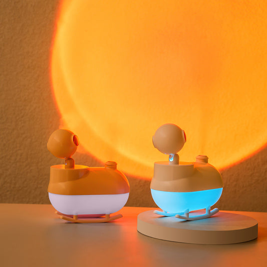 Mini umidificator cu abur rece și lumină ambientală caldă