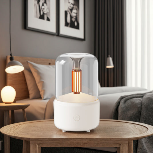 Aparat de aromaterapie electric cu efect luminos și design sofisticat - Alb