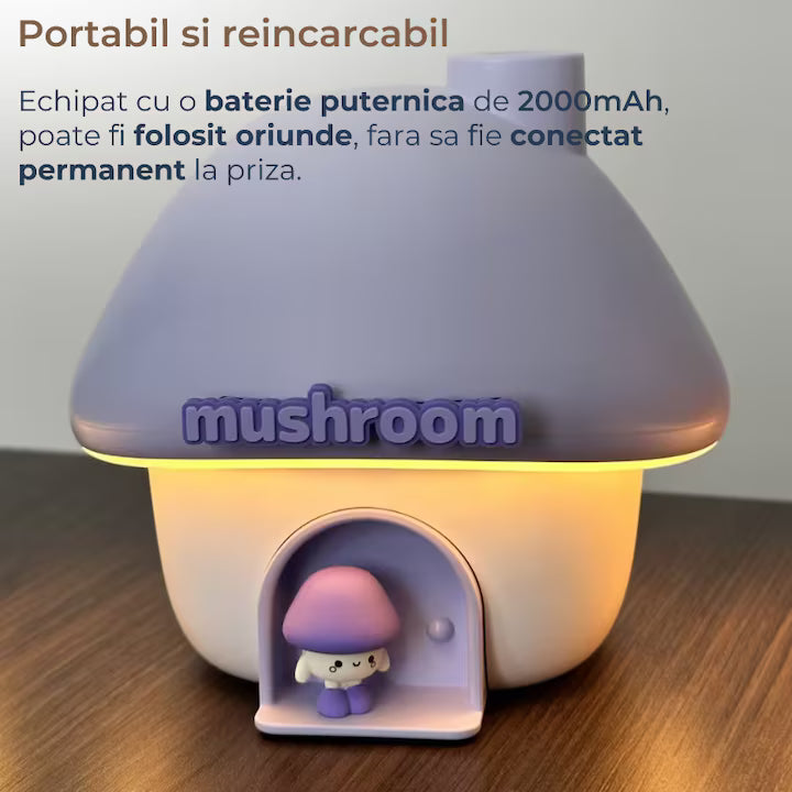 Difuzor de aromaterapie portabil în formă de ciupercă – 300 ml, reîncărcabil